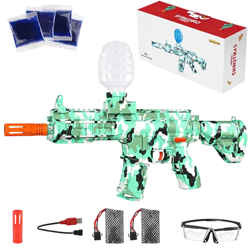 Gel Ball Gun Blaster Set – Includes 80,000 Beads & Protective Gear | Smooth Auto-Fire System | Great Gift for Outdoor Play