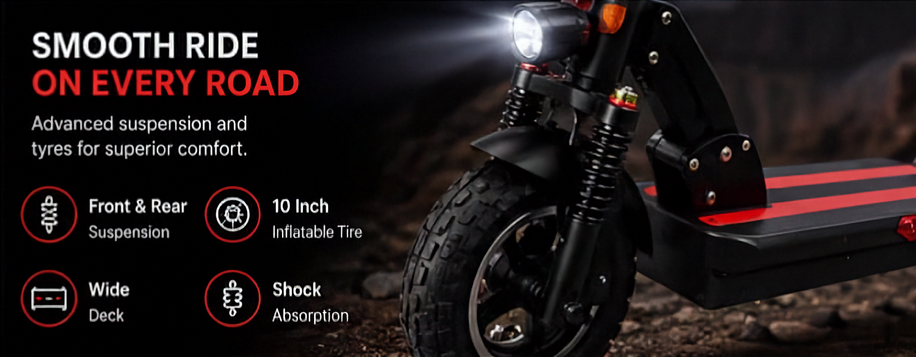 Scootflow Electric Scooter 500W 48V Adult E-Scooter 25km Range 25km/h LED Lights Front Rear Suspension 150kg Max Load Foldable