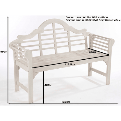 Greenhurst Lutyens Style Outdoor Forest Garden Bench-White