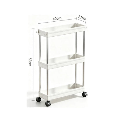 3-Tier Rolling Storage Trolley Cart – Slim Rack for Kitchen, Bathroom & Laundry