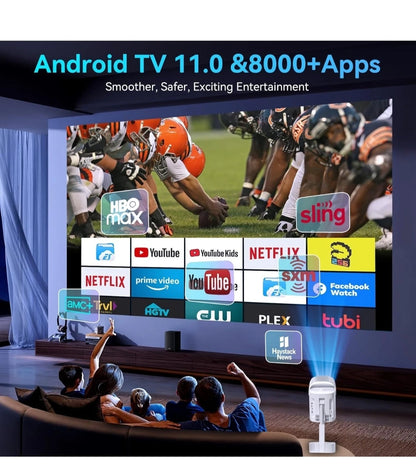 Smart Home Theater Projector Native 1080P WiFi 6 Bluetooth Portable Auto Focus