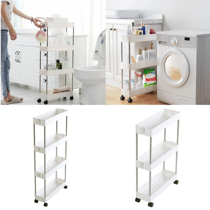 3-Tier Rolling Storage Trolley Cart – Slim Rack for Kitchen, Bathroom & Laundry