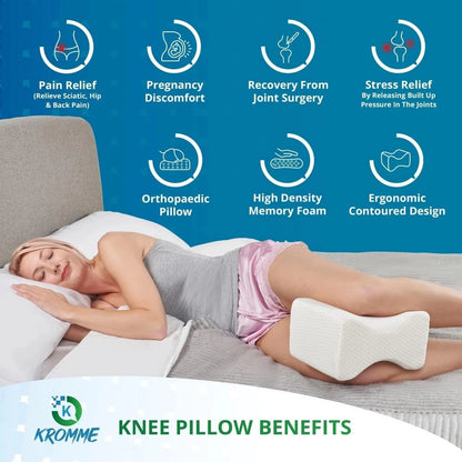 Knee Pillow for Side Sleepers - Leg Support Cushion - Back Pain Relief
