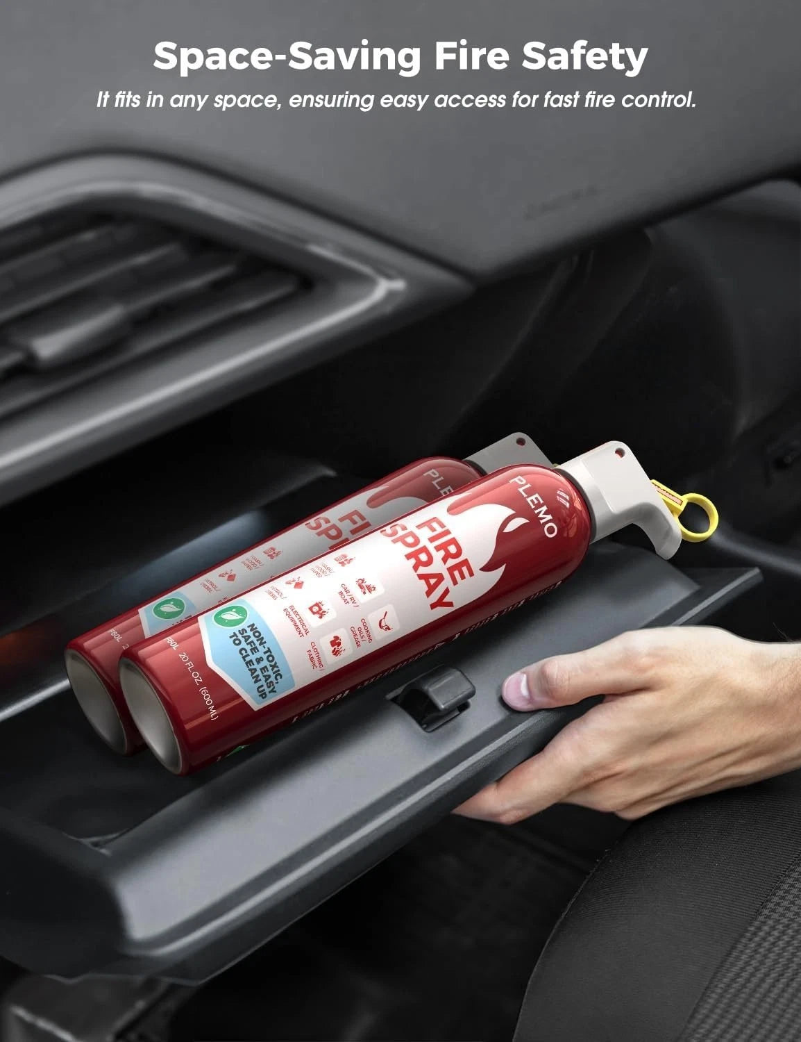 Plemo F60L Fire Extinguisher Spray – 600ml (20 fl oz) Car Caravan Home