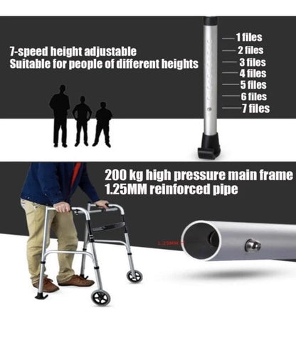 Walking Frame with Armrest Support Pad - Adjustable Height - Folding Lightweight E easy2buy81 (6509)