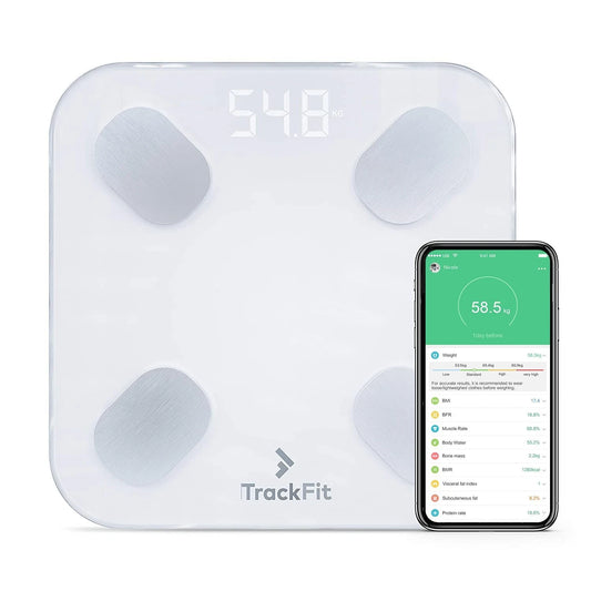 Digital Body Weight Bathroom Scale FitTrack Dara - FDA Approved Body Fat Scale - BMI Digital Smart Scale & Body Composition Analyzer Monitor - Black
