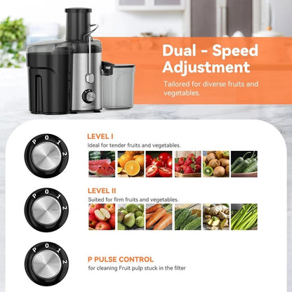 SEJOY 600W Compact Juicer – Whole-Fruit Juice Extractor with 2 Speeds