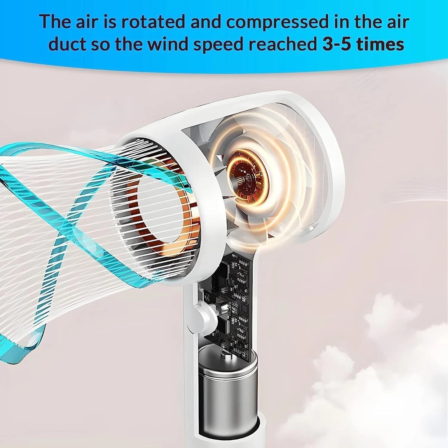 Portable Fan 3 Speed Settings Mini Fan, Desk Fan with Stable Base, USB Rechargeable