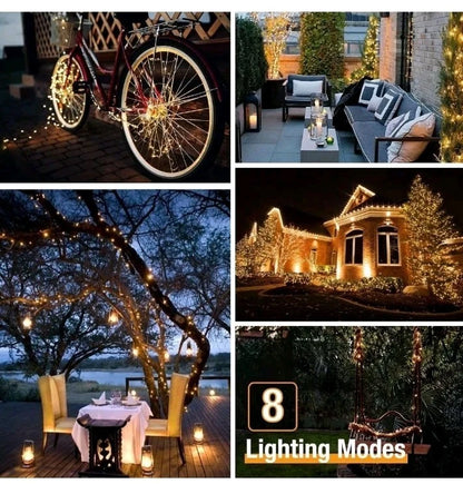 2 Pack Solar powered String Lights Outdoor Garden Waterproof 10M x2 Fairy 8 Mode