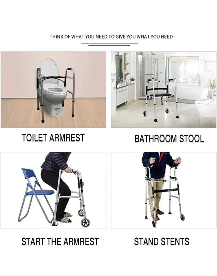 Walking Frame with Armrest Support Pad - Adjustable Height - Folding Lightweight E easy2buy81 (6509)