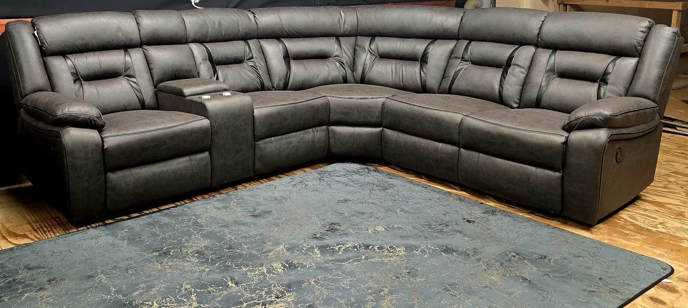 Nova Electric Recliner Corner Sofa Elephant Grey-Leather Corner Sofa