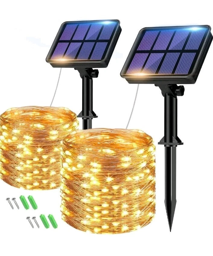 2 Pack Solar powered String Lights Outdoor Garden Waterproof 10M x2 Fairy 8 Mode