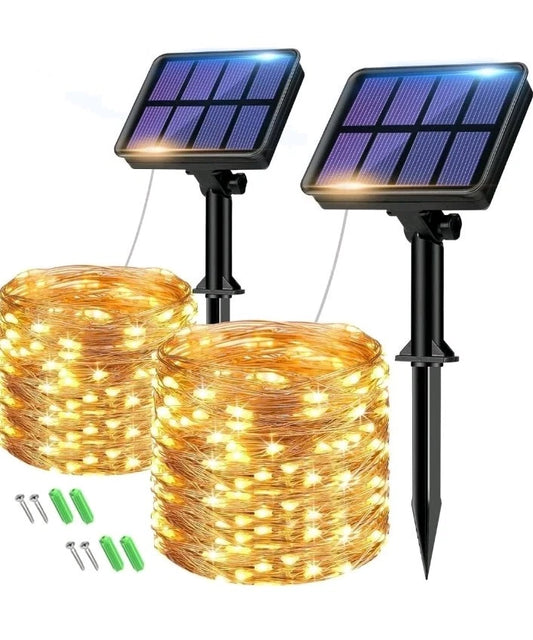 2 Pack Solar powered String Lights Outdoor Garden Waterproof 10M x2 Fairy 8 Mode
