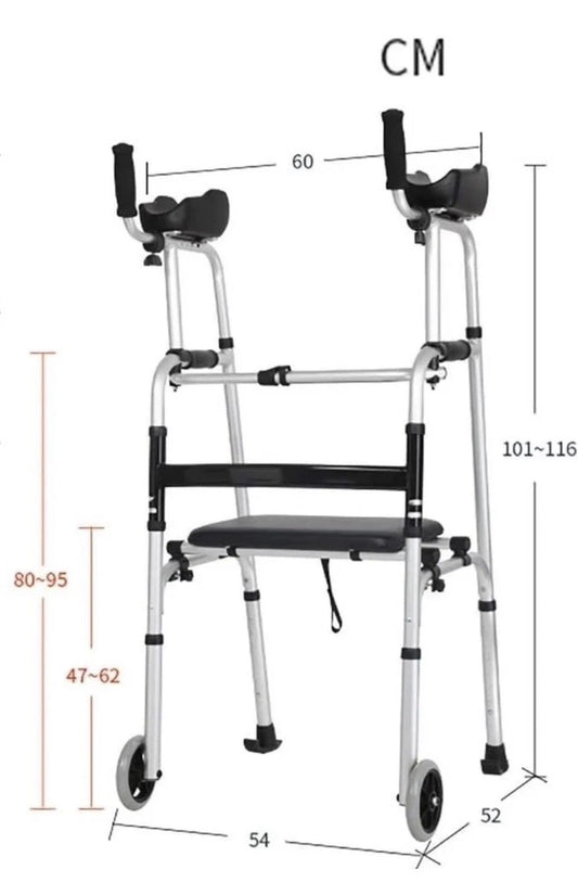 Walking Frame with Armrest Support Pad - Adjustable Height - Folding Lightweight E easy2buy81 (6509)