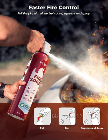 Plemo F60L Fire Extinguisher Spray – 600ml (20 fl oz) Car Caravan Home