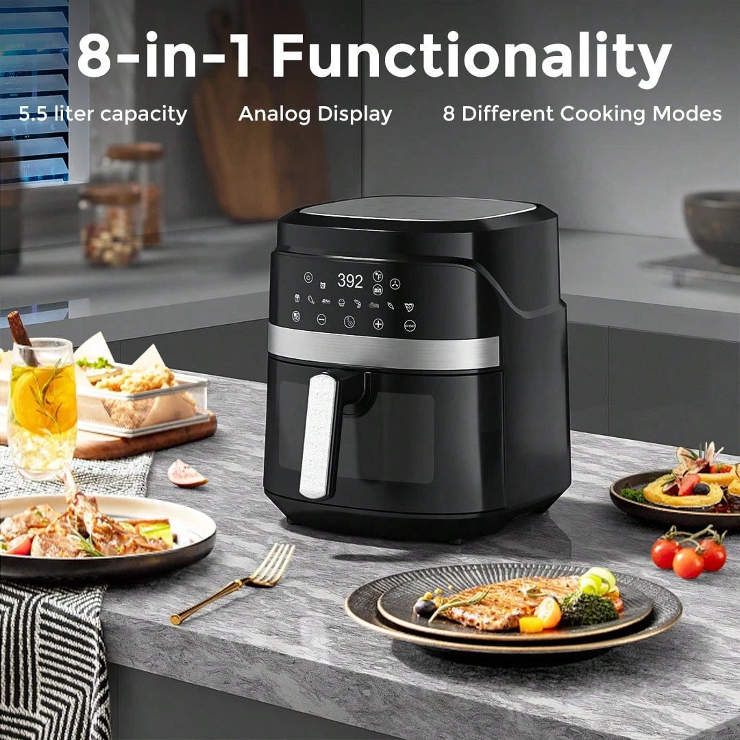 8-in-1 Air Fryer 5.5L 1500W – Digital Touchscreen, 8 Cooking Modes