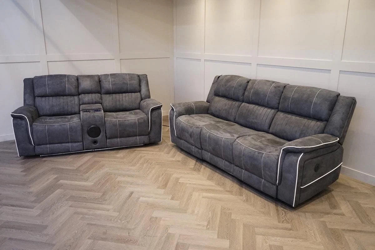 Hannah Fabric Electric Recliner Sofa 3+2 Set/Bluetooth/USB/Led/Cooling-Cupholder