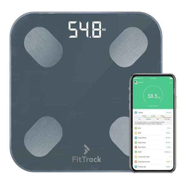 Digital Body Weight Bathroom Scale FitTrack Dara - FDA Approved Body Fat Scale - BMI Digital Smart Scale & Body Composition Analyzer Monitor - Black