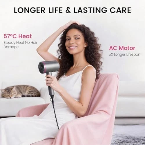 Professional Ionic Hair Dryer Powerful AC Motor Quick Drying with 2 Speed 3 Heat