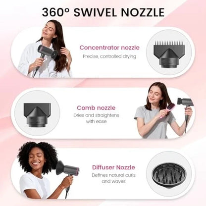 Professional Ionic Hair Dryer Powerful AC Motor Quick Drying with 2 Speed 3 Heat