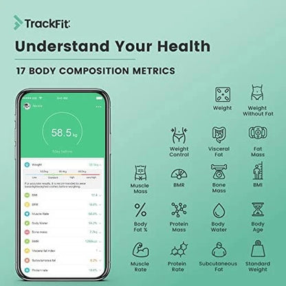 Digital Body Weight Bathroom Scale FitTrack Dara - FDA Approved Body Fat Scale - BMI Digital Smart Scale & Body Composition Analyzer Monitor - Black