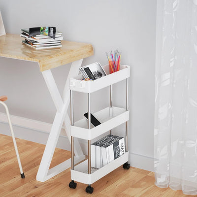 3-Tier Rolling Storage Trolley Cart – Slim Rack for Kitchen, Bathroom & Laundry