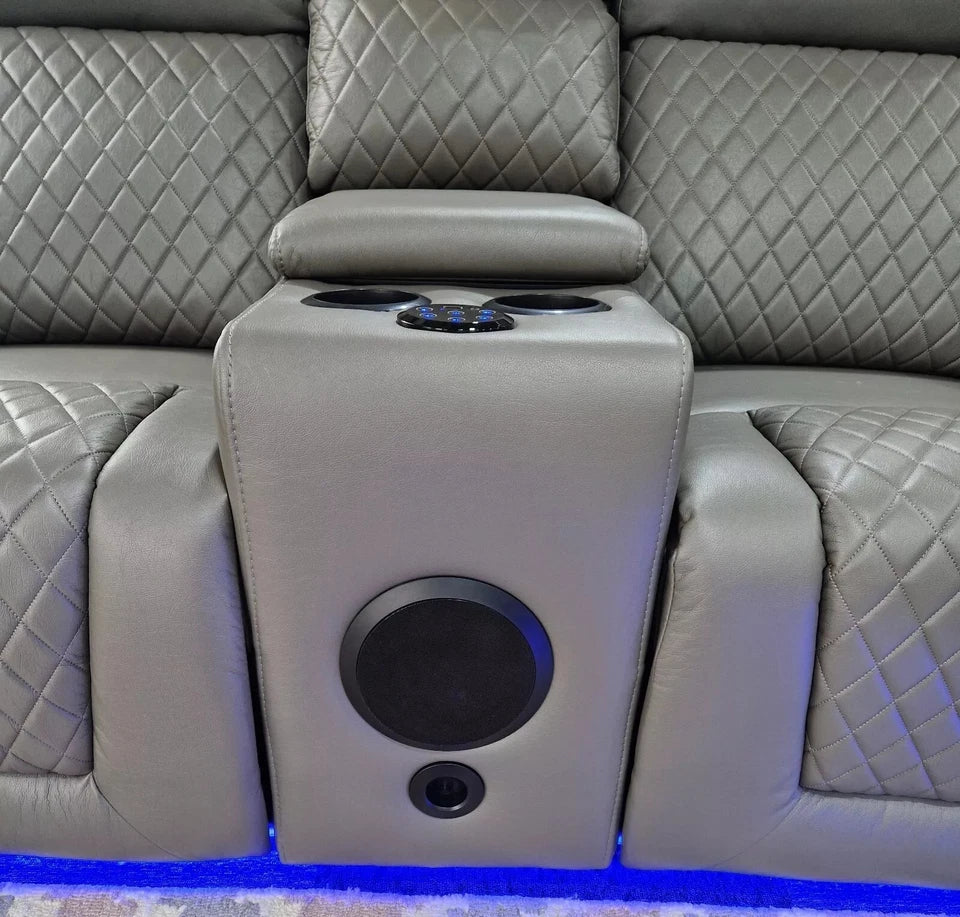 Florida Music Electric Recliners 3+2 Seater Leather Sofa Bluetooth/LED/USB Ports