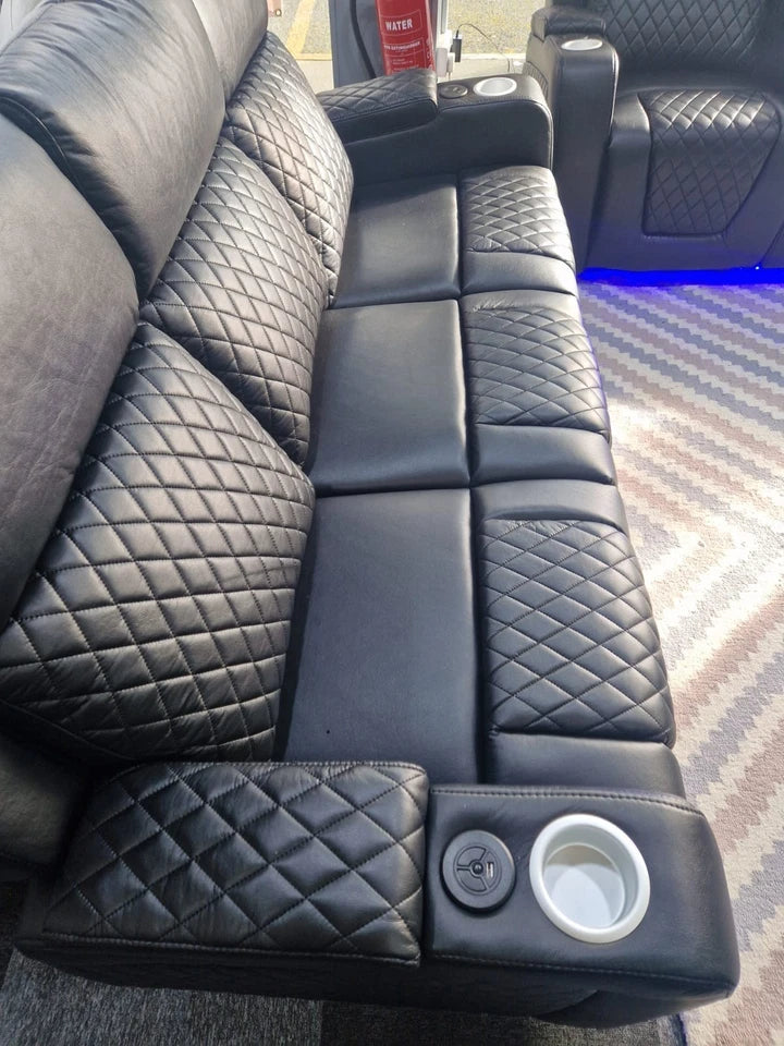 Florida Music Electric Recliners 3+2 Seater Leather Sofa Bluetooth/LED/USB Ports