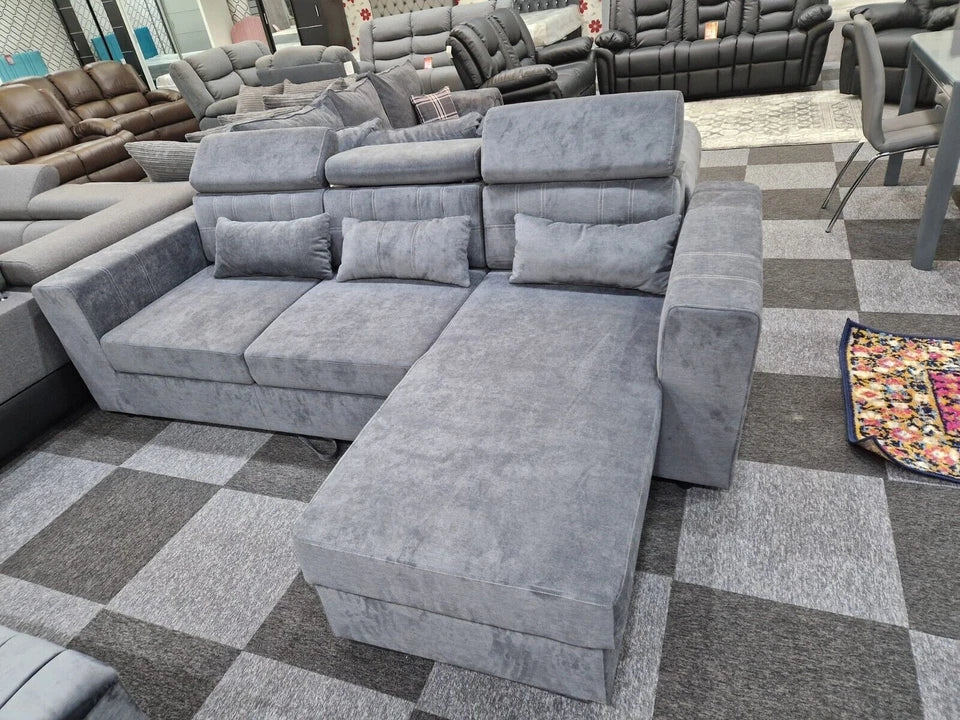 Lucca sofa bed/bed/sofa/storage-L Shaped Sofa Bed Grey Universal Side