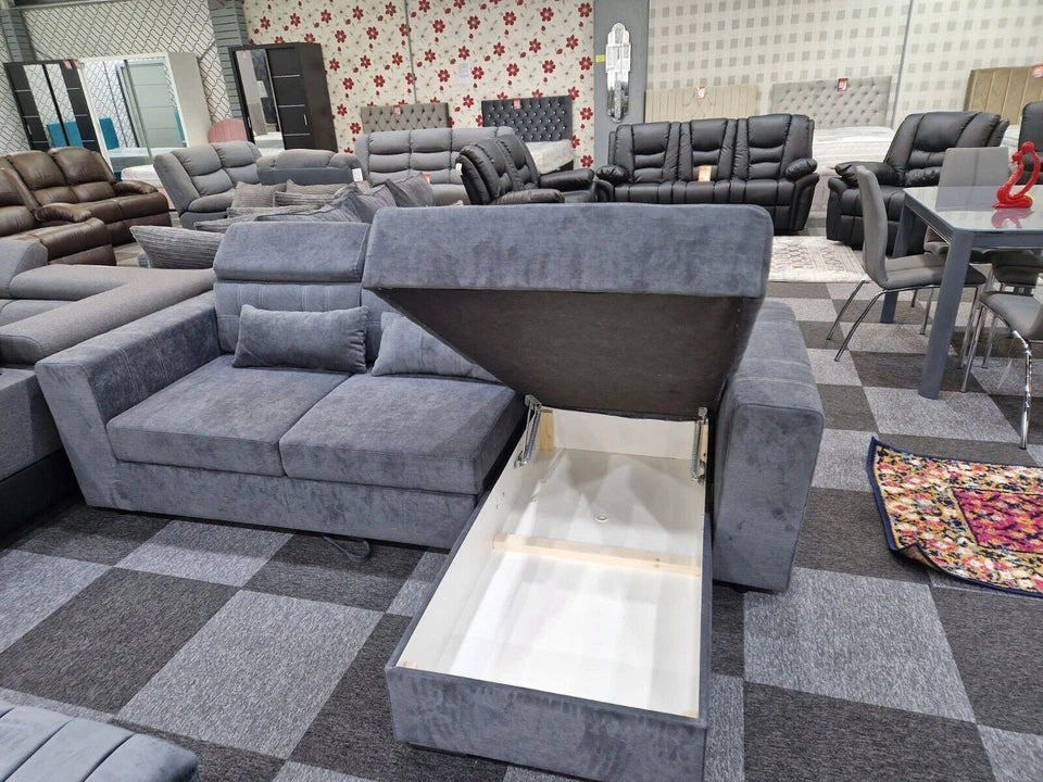 Lucca sofa bed/bed/sofa/storage-L Shaped Sofa Bed Grey Universal Side
