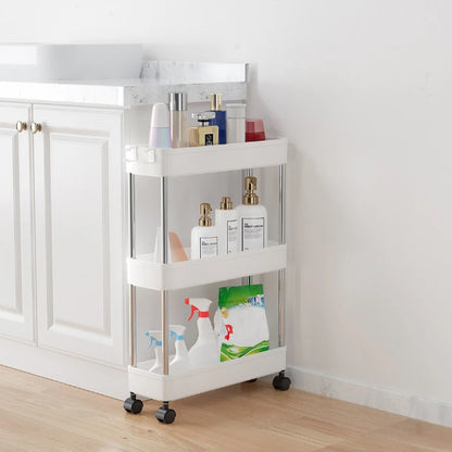 3-Tier Rolling Storage Trolley Cart – Slim Rack for Kitchen, Bathroom & Laundry