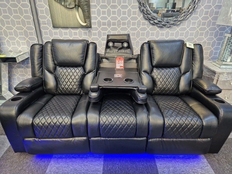 Orlando Leather Electric Recliner Sofa 3+2 Seater With Cup Holders/LED/Wireless