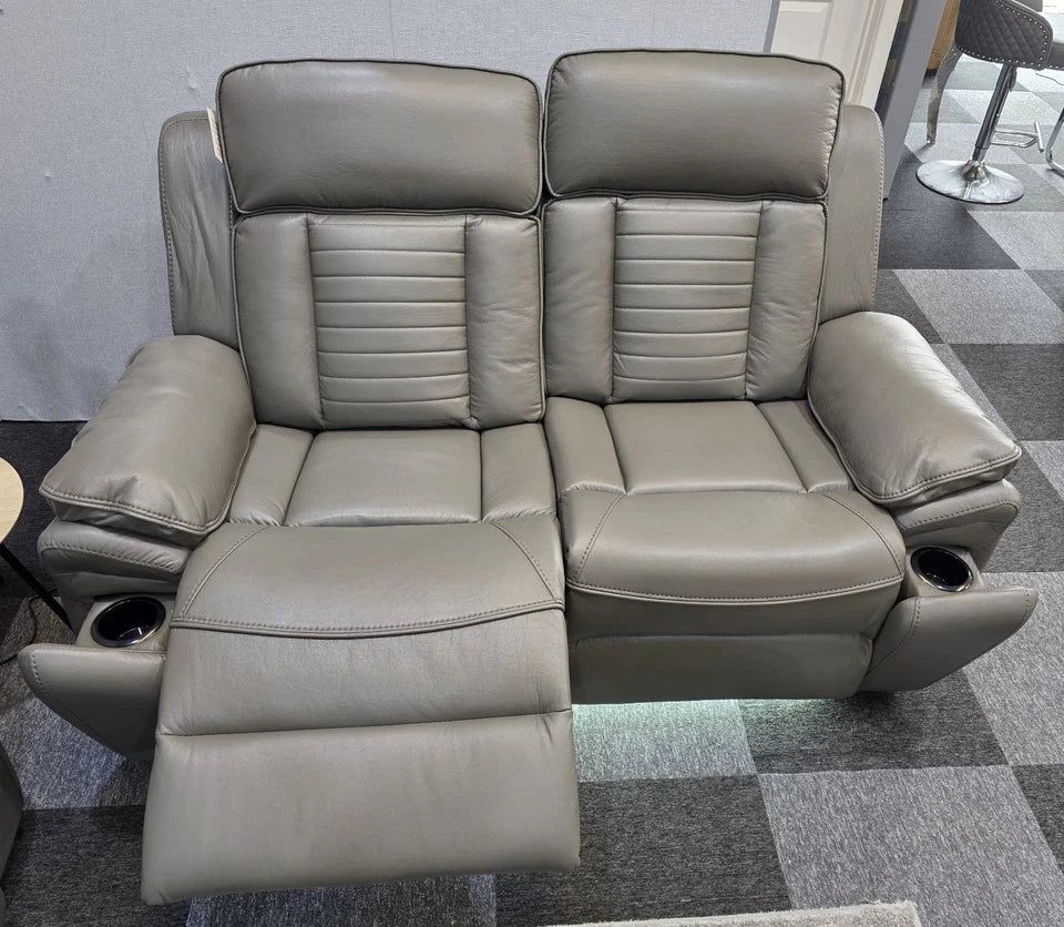 Sevilla Electric Recliner Leather Sofa 3+2 Seater-Cup-holders/Leds/Wireless/USB