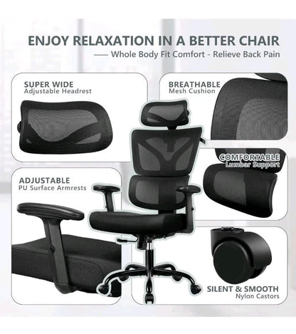 Ergonomic Gaming Chair High Back Recliner with Lumbar Support – Office & Gaming