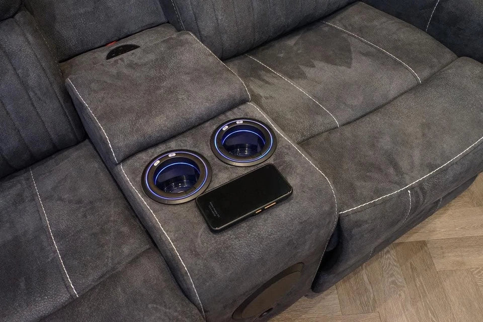 Geneva Fabric Electric Recliner Sofa 3+2 Set/Bluetooth/USB/Led/Cooling-Cupholder