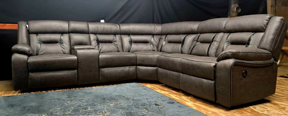 Nova Electric Recliner Corner Sofa Elephant Grey-Leather Corner Sofa