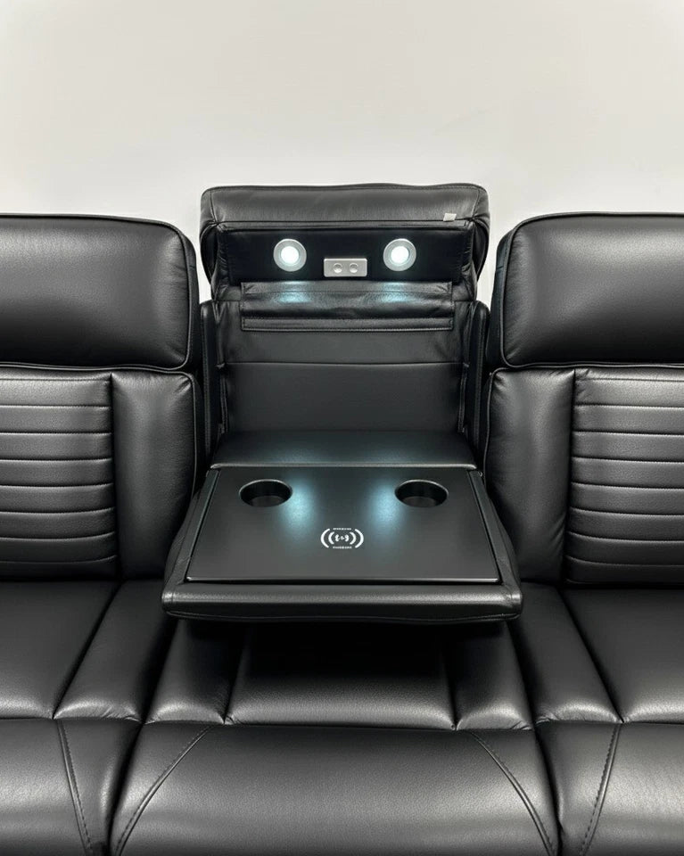 Sevilla Electric Recliner Leather Sofa 3+2 Seater-Cup-holders/Leds/Wireless/USB