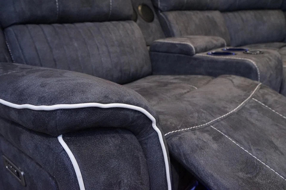 Hannah Fabric Electric Recliner Sofa 3+2 Set/Bluetooth/USB/Led/Cooling-Cupholder