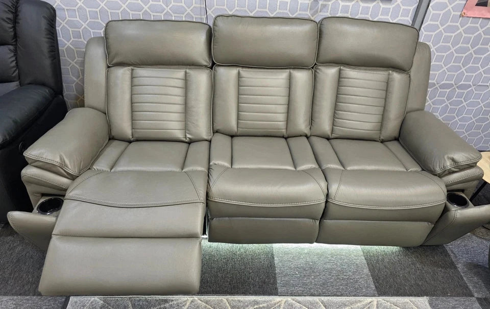 Sevilla Electric Recliner Leather Sofa 3+2 Seater-Cup-holders/Leds/Wireless/USB