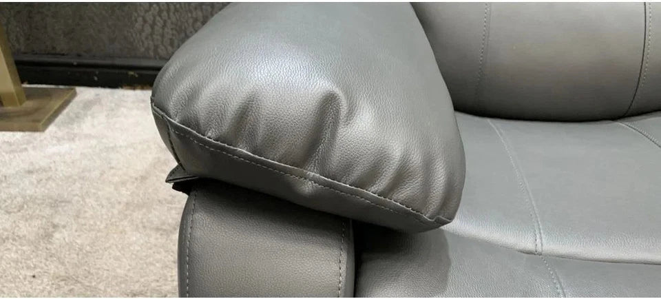 Madrid Leather Recliner Sofa with Cupholders-3+2 Seater Sofa-Grey(3+2 Seater)