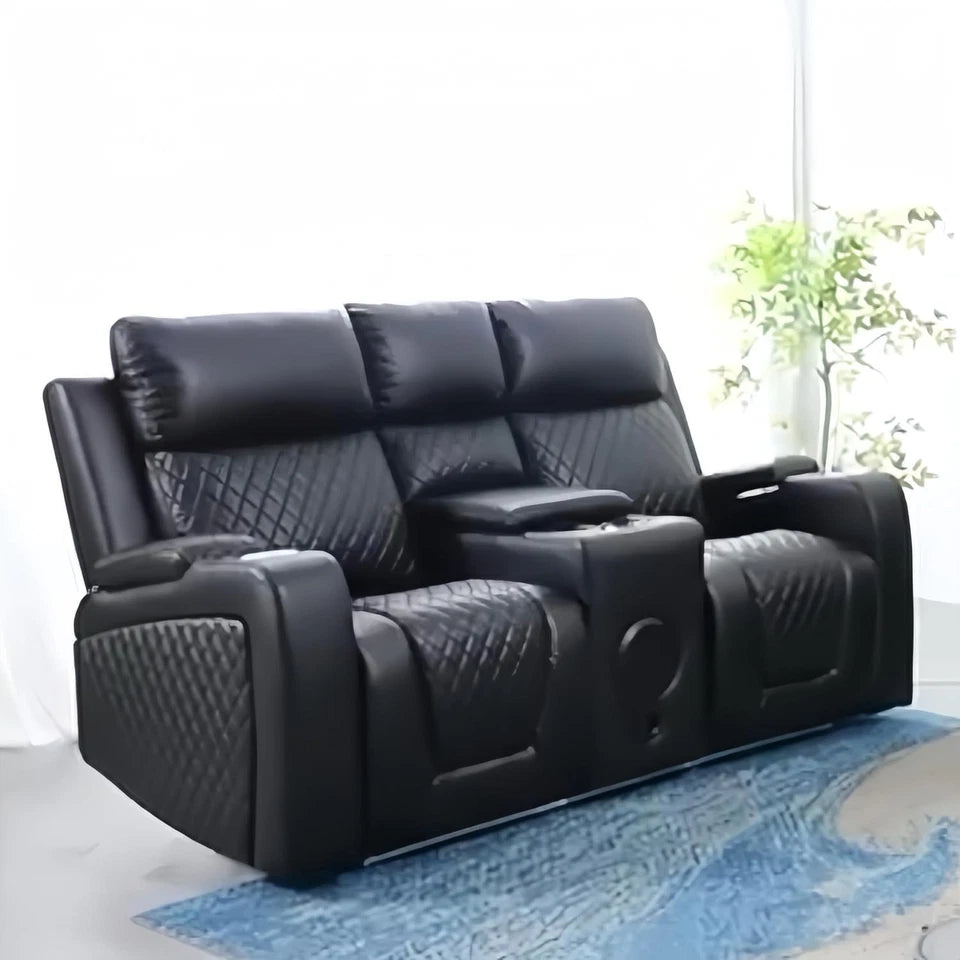 Florida Music Electric Recliners 3+2 Seater Leather Sofa Bluetooth/LED/USB Ports