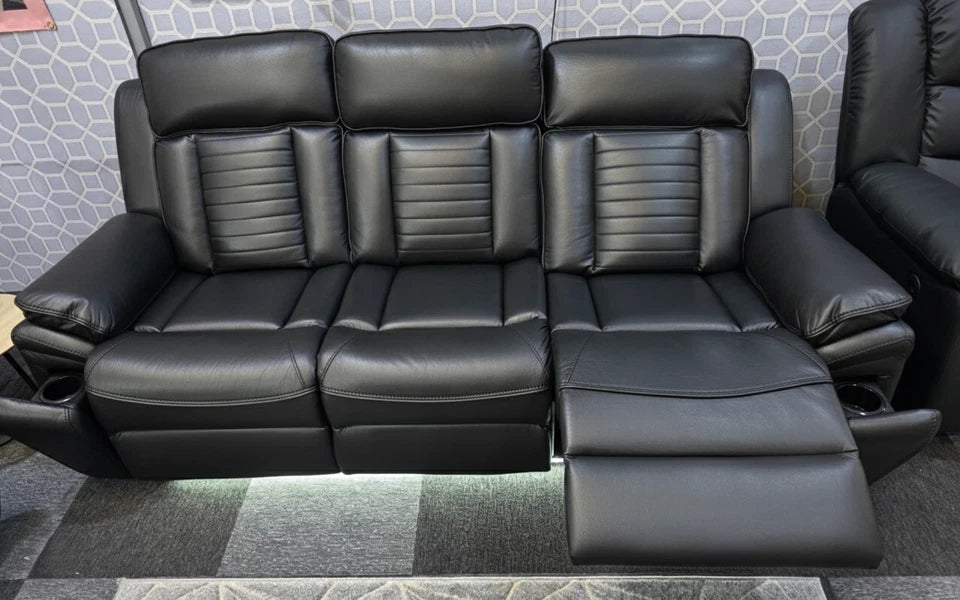 Sevilla Electric Recliner Leather Sofa 3+2 Seater-Cup-holders/Leds/Wireless/USB