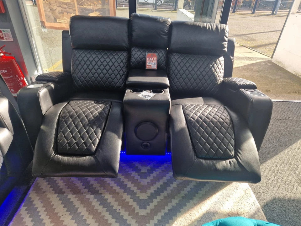 Florida Music Electric Recliners 3+2 Seater Leather Sofa Bluetooth/LED/USB Ports