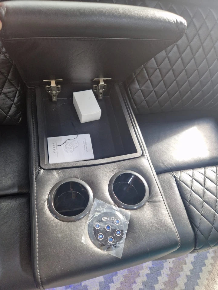 Florida Music Electric Recliners 3+2 Seater Leather Sofa Bluetooth/LED/USB Ports