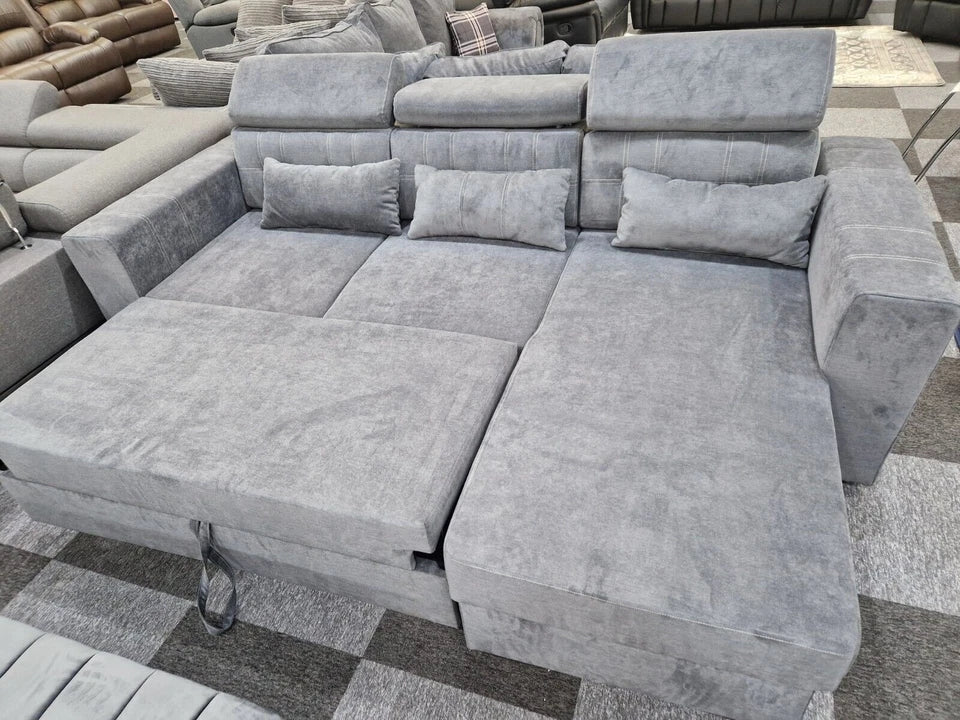 Lucca sofa bed/bed/sofa/storage-L Shaped Sofa Bed Grey Universal Side