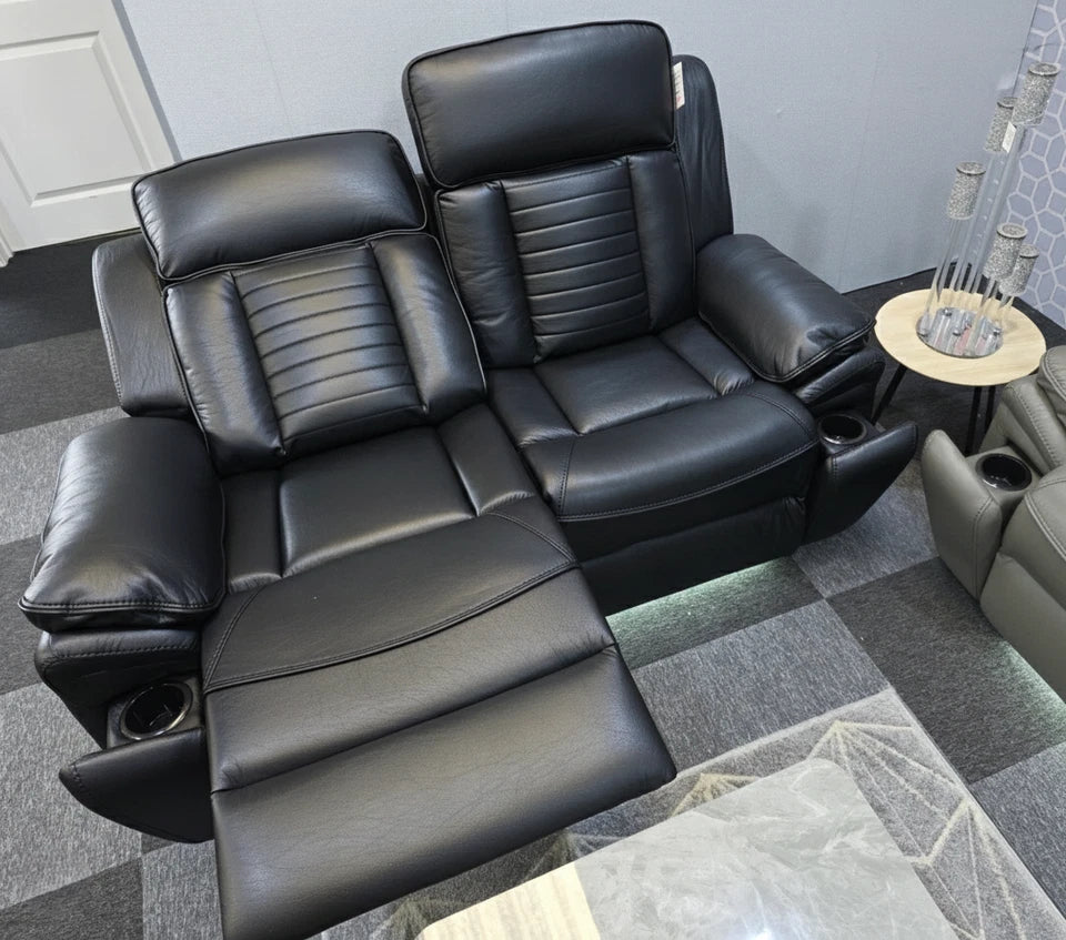 Sevilla Electric Recliner Leather Sofa 3+2 Seater-Cup-holders/Leds/Wireless/USB