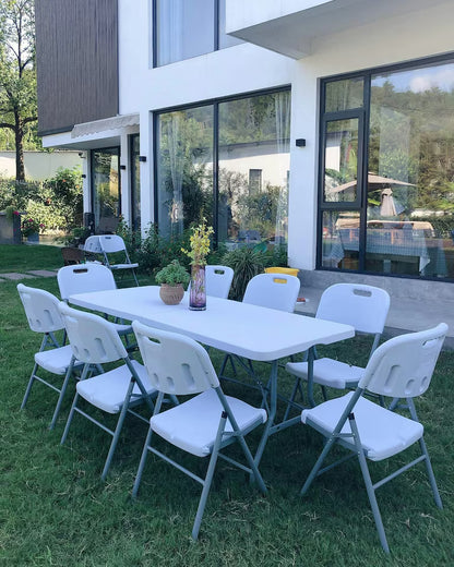 Alivio 6ft Folding Table Heavy Duty Trestle Table 180 x 70 x 74cm for Wedding Market Garden Party Picnic Indoor Outdoor - White